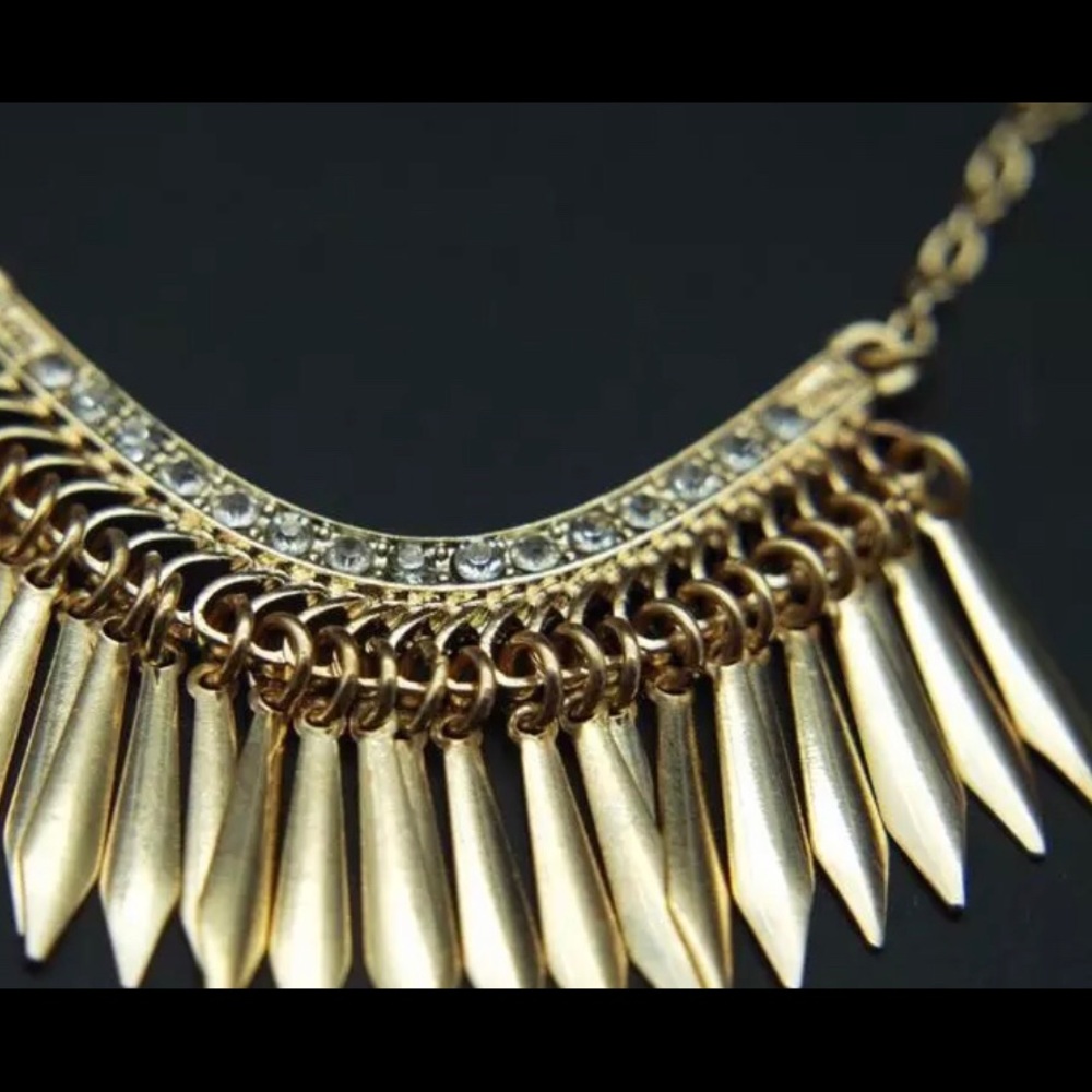 New boho chic gold necklace with rhinestones - Picture 4 of 6